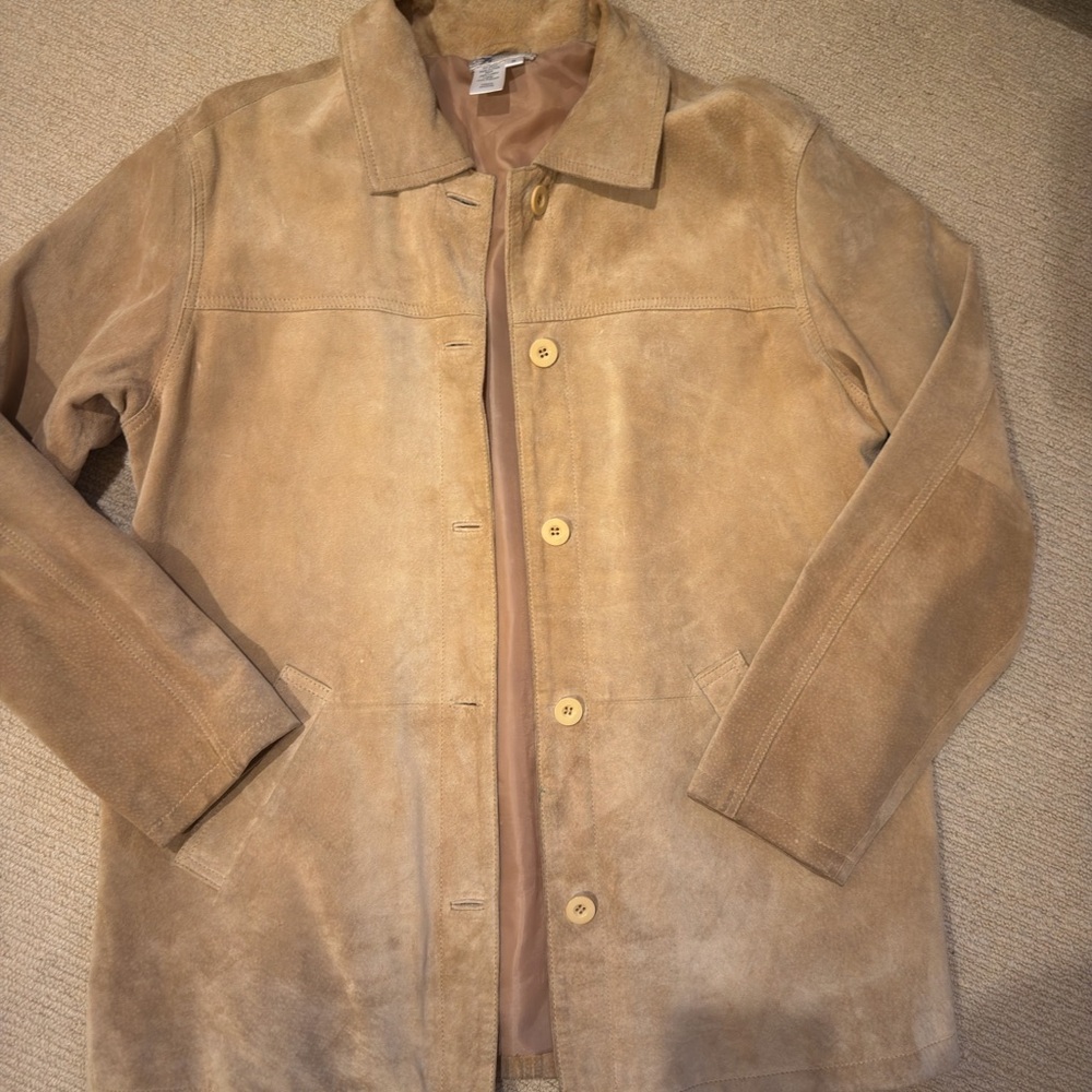 Vintage Tan Suede Button-Front Jacket